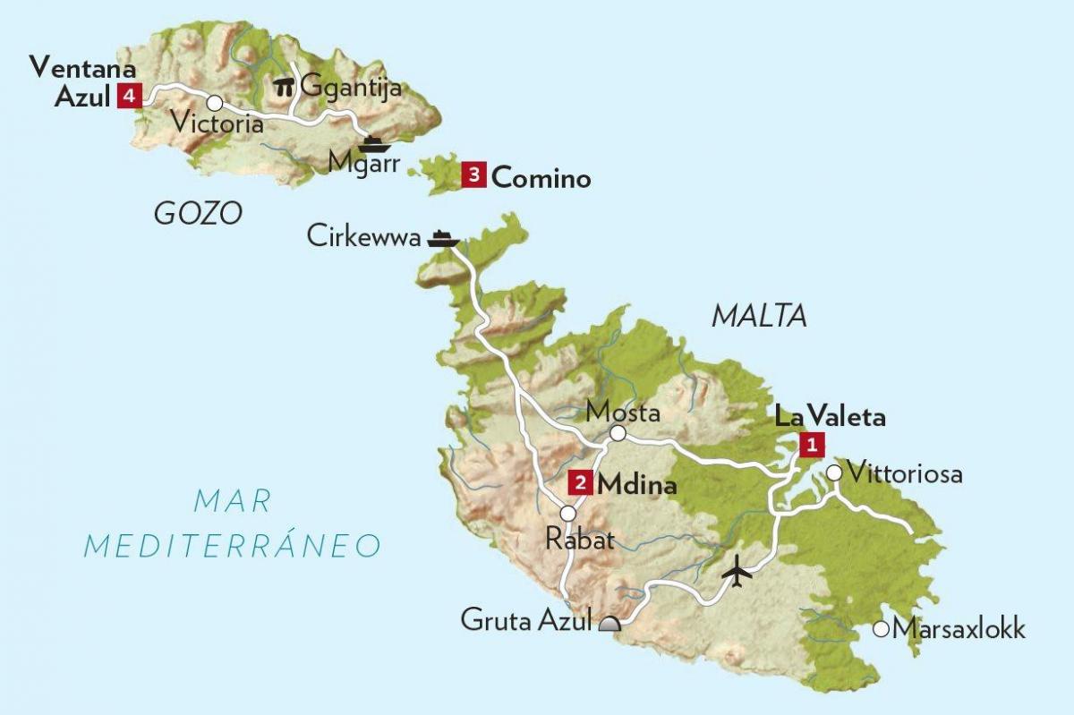 Mappa degli aeroporti di Malta