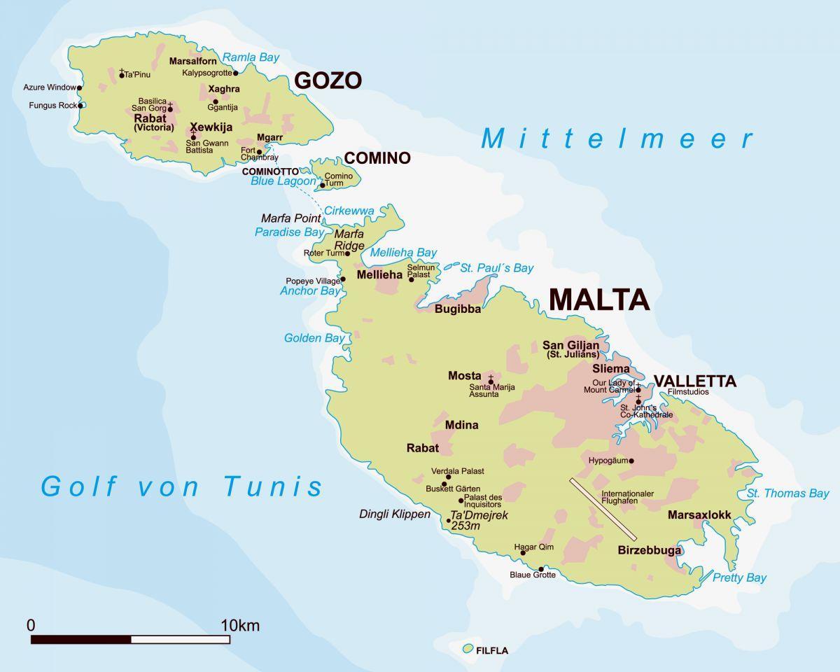 Mappa dei vigneti di Malta